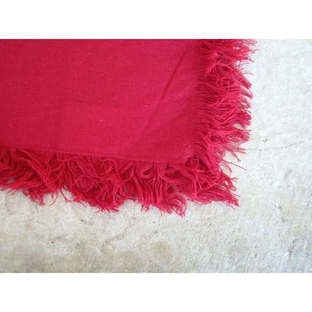 Robert Stanley Christmas Set‎ of 2 Dinner Napkins Red Fringed 18x18